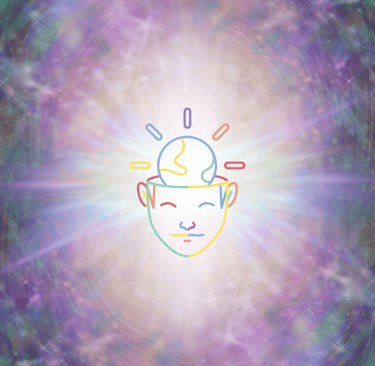 a person with a headphones on and a light bulb