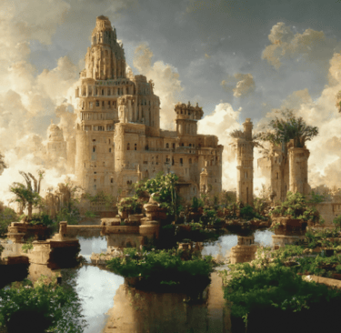 a painting of a castle with a castle in the background