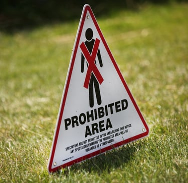 A prohibited area sign on the grass at Goodwood Festival of Speed