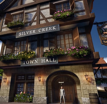 Silver Creek Town square with AI characters