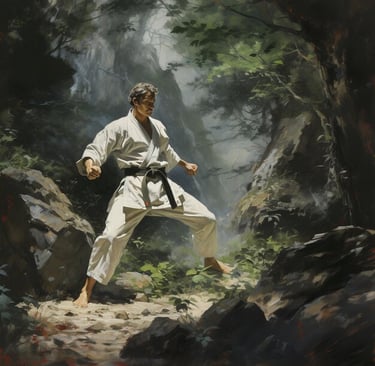 a man in a taekwondo outfit