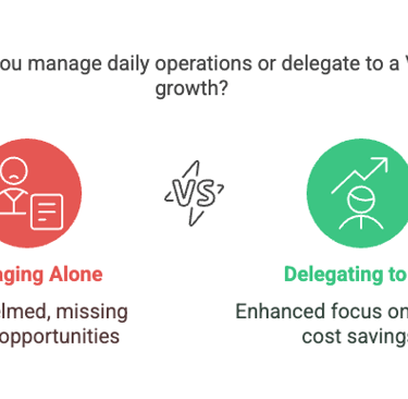 Comparison of managing alone vs delegating to a VA