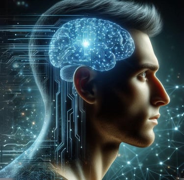 human and brain, digital style.