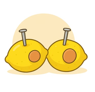 Lemon with coin and screws