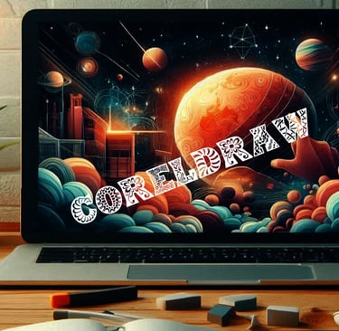 Coreldraw written beautifully across a laptop screen