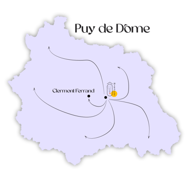 Carte du Puy-de-Dôme livraison traiteur Ô Miracle 