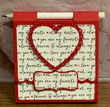 Valentine Sticky Note Pad Holder with Mini Pencil