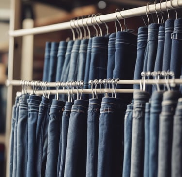 A close-up of high-quality denim fabric.