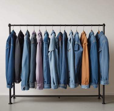 Stylish denim jackets arranged on a rack.