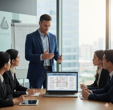 Consultant with laptop strategy — TrinityLinc IT consulting Ontario