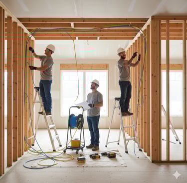 Team installing cabling in new build — TrinityLinc Ontario