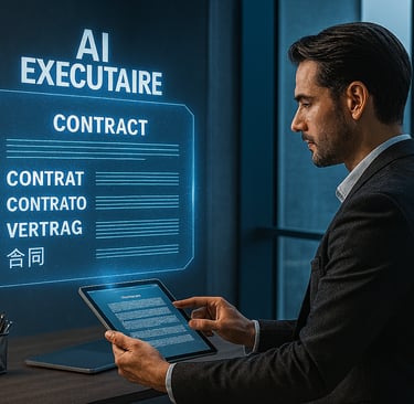 a man in a suit and tie is holding a tablet computer