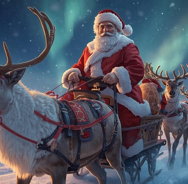 Santa sleigh with reindeer