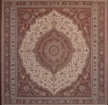 A collection of intricately designed Indian carpets on display.