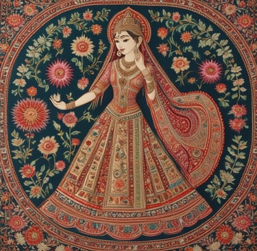 A picturesque view of traditional Indian clothing hanging in a shop.