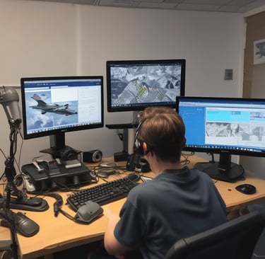 A vibrant classroom setting with aviation training materials and engaged students.