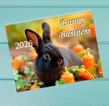 a rabbit themed calendar with a bunny on the cover