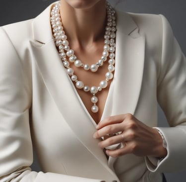 A beautiful display of elegant women's clothing in soft pastel colors.