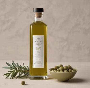A vibrant display of authentic olive oil bottles from Sinjil.
