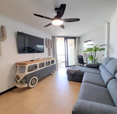 Photo of a living room of an seaview apartment in El Cotillo for seasonal rentals