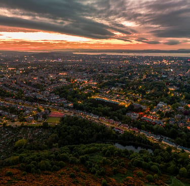 Golden hour view over Edinburgh