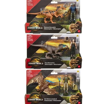 Jurassic World Rebirth Figure and Dinosaur Action Figure 2-Pack Mix B Case of 3
