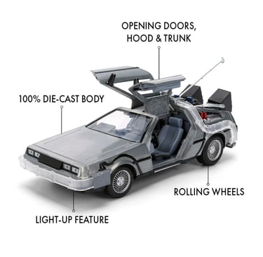 Hollywood Rides Back to the Future Time Machine 40th Anniversary 1:24 Scale Die-Cast Metal Vehicle