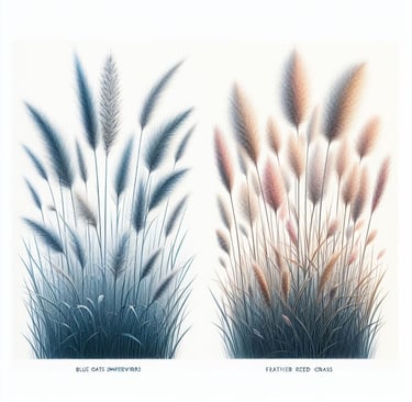 blue oat grass (Helictotrichon sempervirens) and feather reed grass (Calamagrostis x acutiflora)