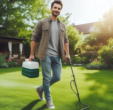 fertilizing a lawn