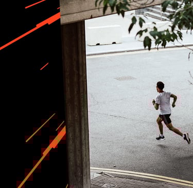 athlete running through the streets