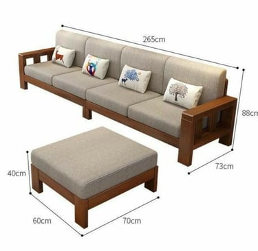 Luxury wooden sofa set from Saharanpur, UP — crafted in solid teak with clean lines, plush beige cus