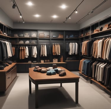 A modern workspace with a sleek desk, laptop, and stylish decor elements.