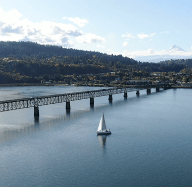 Sailboat near Hood River Bridge, Hood River Oregon