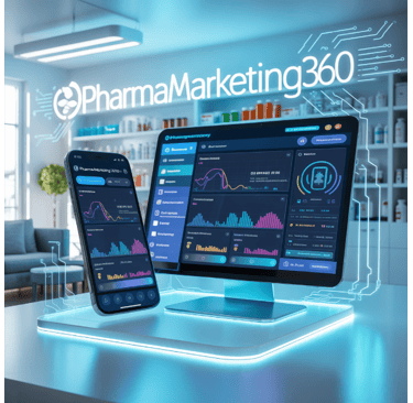 a phone and a phone with a phone in front of a desk with a phone PharmaMarketing360