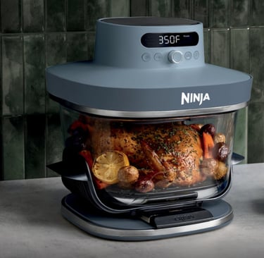Ninja Crispi air fryer on a kitchen counter for healthy, non-toxic cooking.