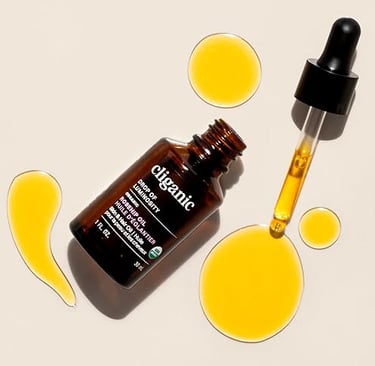 A bottle of Cliganic Organic Rosehip Seed Oil on a white background, USDA Organic and Non-GMO Projec