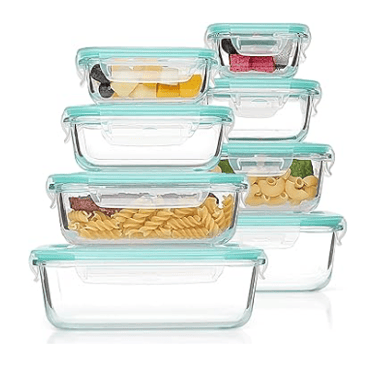 Vtopmart 8-pack glass food storage containers with airtight lids