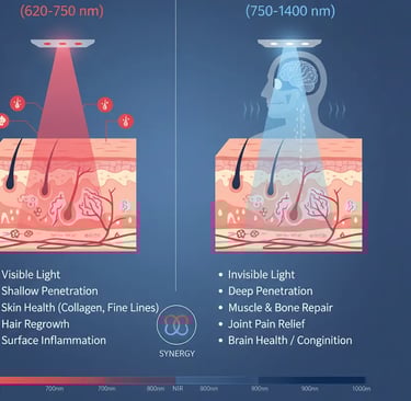 Red Light vs. Near-Infrared Light: Understanding Their Distinct Health Benefits
