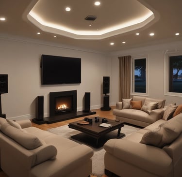 Technicians installing advanced home automation equipment in a residence
