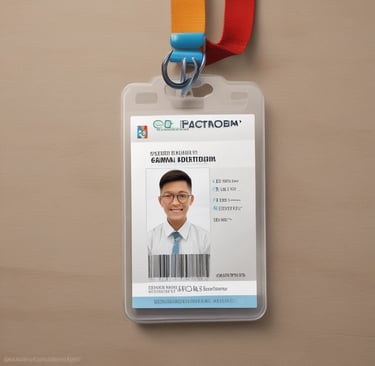 A black tablecloth with the words 'PRODUCT SCHOOL' covers a rectangular table. Stacks of books are neatly arranged on the left side of the table, while several papers with pens are laid out on the right. The backdrop features an industrial-style brick wall, and a plant can be seen to the side of the table.