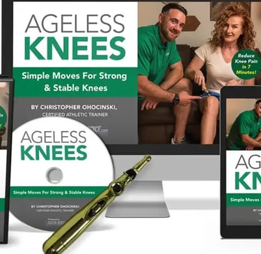 Ageless Knees program box with DVD and massage wand
