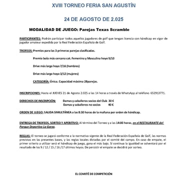 Reglamento | Torneo Golf San Agustin