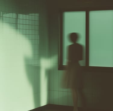 ethereal figure near a window