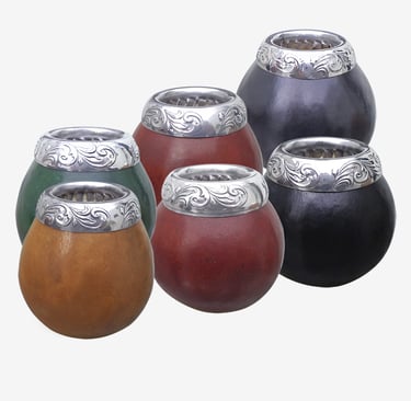 Gourd mates with a chiseled aluminum ferrule. Handcrafted.