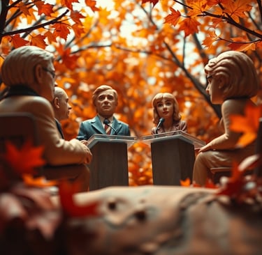 Statues of people ready to debate