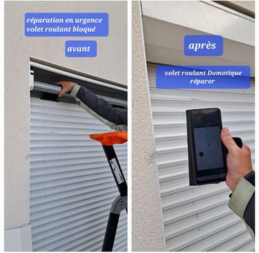Volet roulant domotique réparé photos avant/après