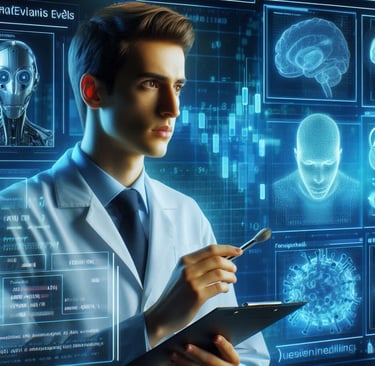 man working with AI computer 