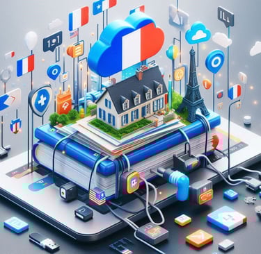 a house with cloud icons plugged into a computer