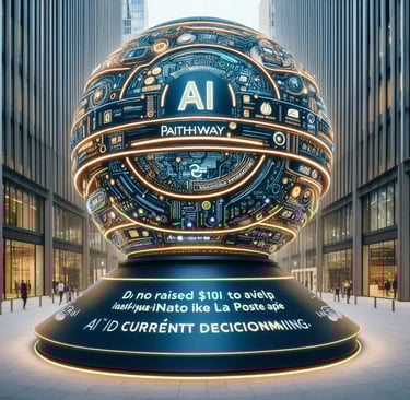 AI globe between buildings