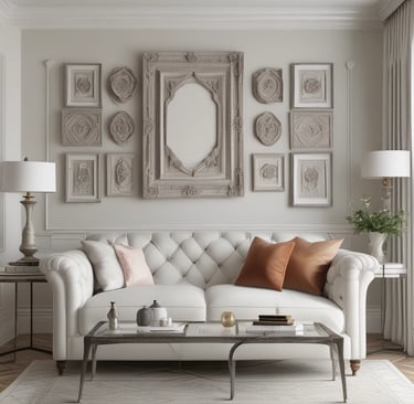 A modern architectural interior with large, curved glass panels and smooth, flowing walls. The design showcases a blend of metal, glass, and stone elements with natural light filtering through expansive windows. The space appears open and airy, with a focus on geometric and organic forms.